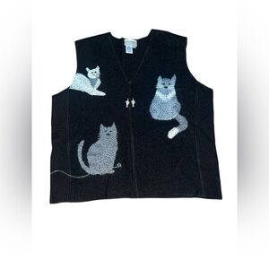 Vintage Coldwater Creek 100% Wool Cat Vest